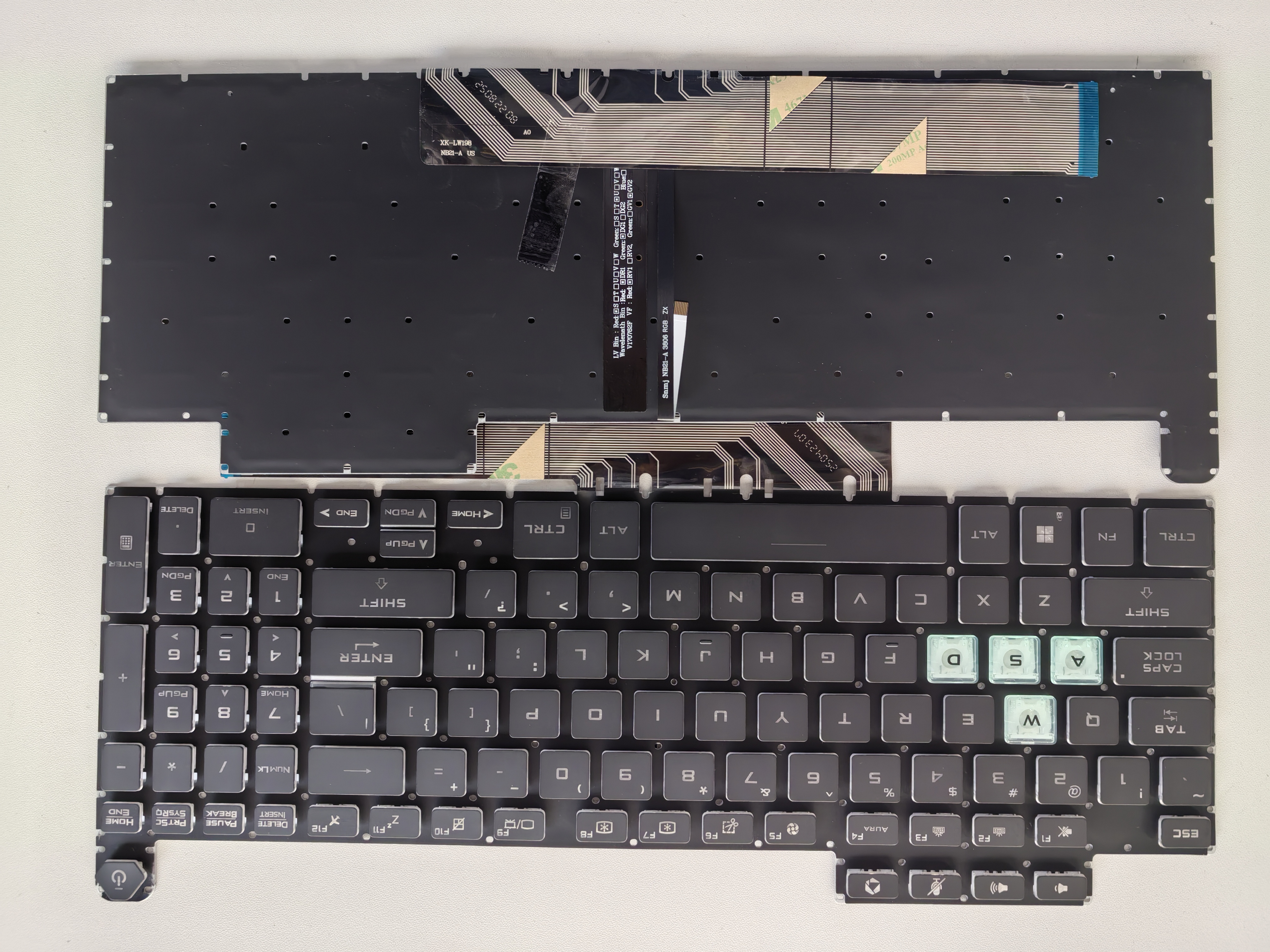 Picture of New Replacement Laptop Keyboard For ASUS FA617/FX607/FX617 colorful backlight BLACK Backlit,White Side US Layout